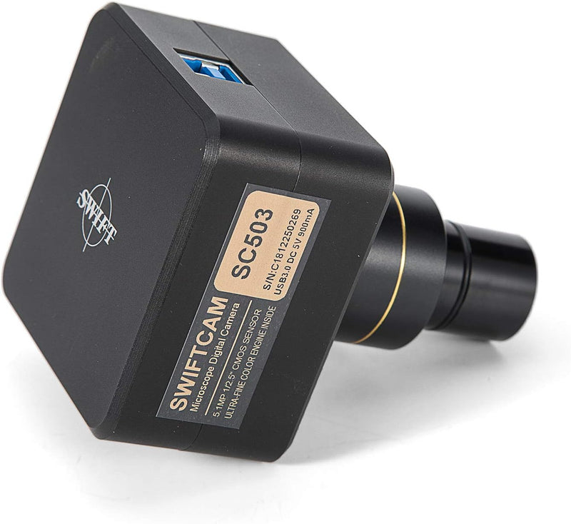Swift Cam 5 Megapixel Kamera für Mikroskope, mit Reduktionslinse, Kalibrierungsset, Eyetube Adapter