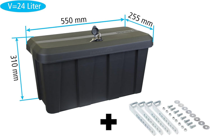 Deichselbox Daken Blackit Lite, Werkzeugkasten, Gurtkiste, Anhängerbox, Staukiste, Daken B24-2 + Ver