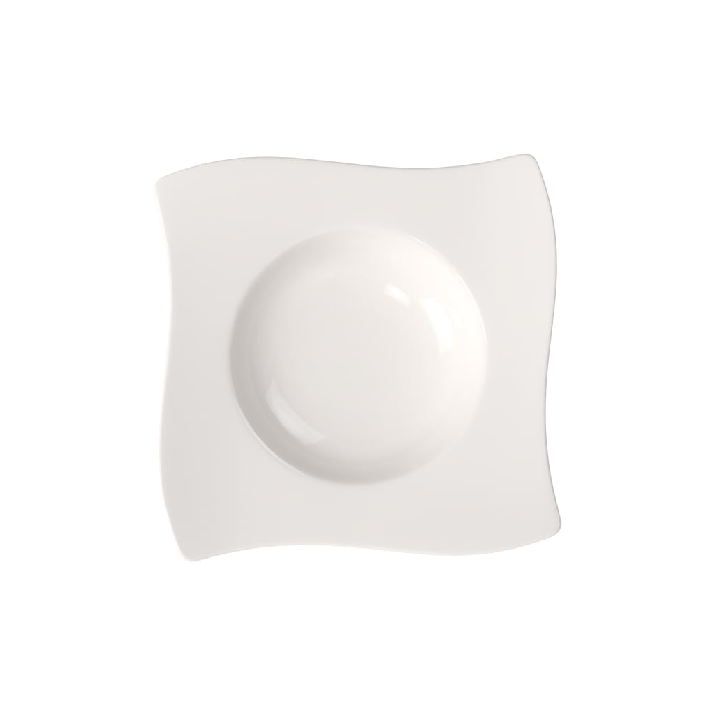 Villeroy und Boch NewWave Suppenteller, Premium Porzellan, Weiss Suppenteller 24 cm, Suppenteller 24