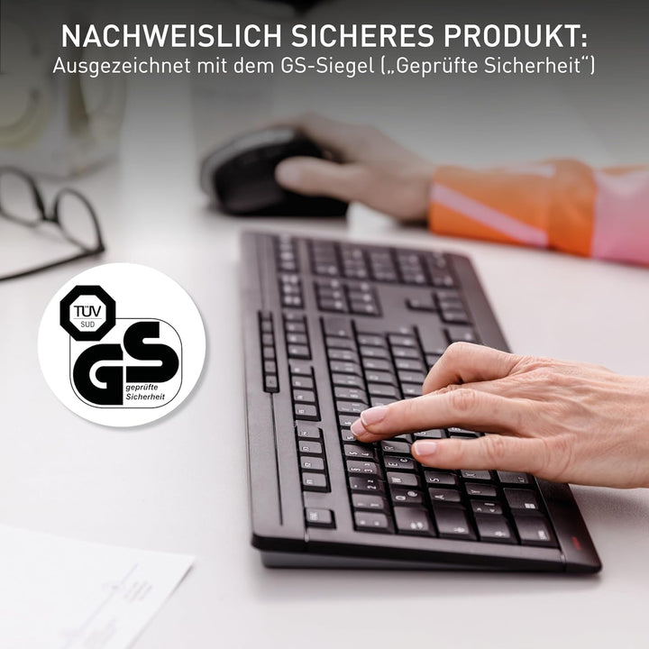 CHERRY STREAM KEYBOARD WIRELESS, Kabellose Tastatur, Deutsches Layout (QWERTZ), 2,4 GHz Funk, Leise