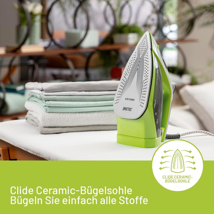 Imetec EcoSmart, Dampfbügeleisen, Eco Technologie, super gleitende Glide Keramiksohle, hervorragende