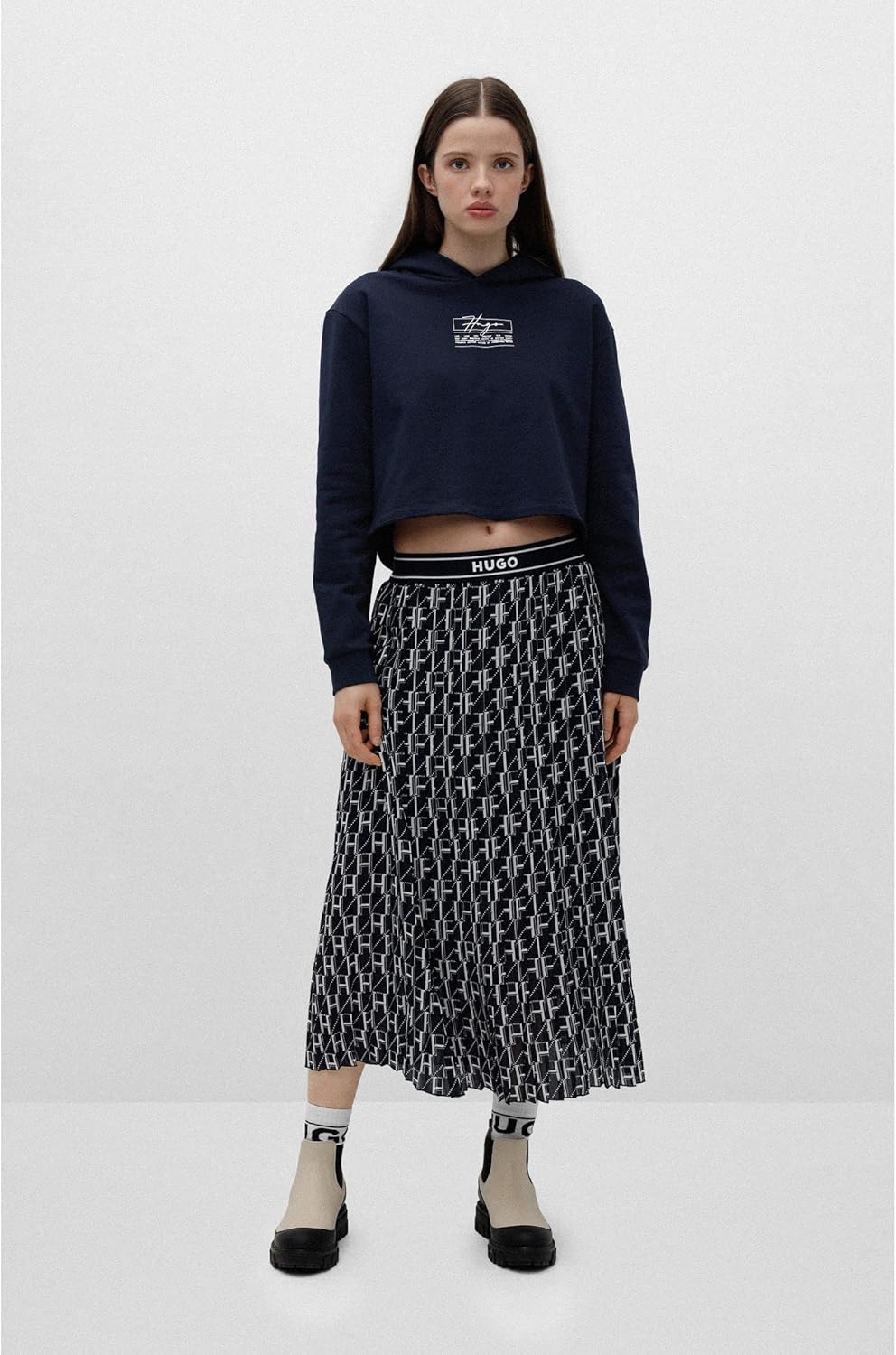 HUGO Damen Kapuzenpullover S Open Blue464, S Open Blue464