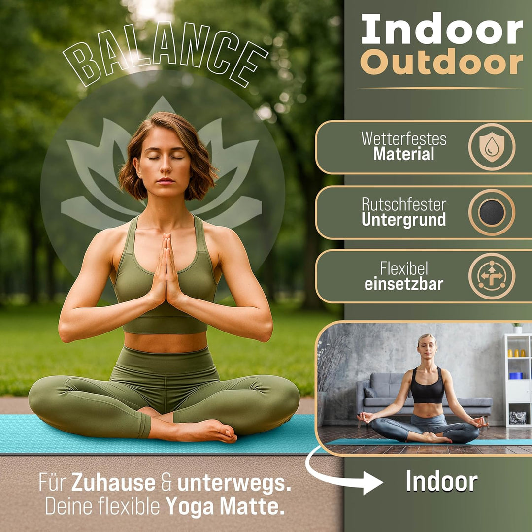 Yogamatte Phthalatfrei | Gymnastikmatte rutschfest | Fitnessmatte schadstofffrei | Trainingsmatte mi