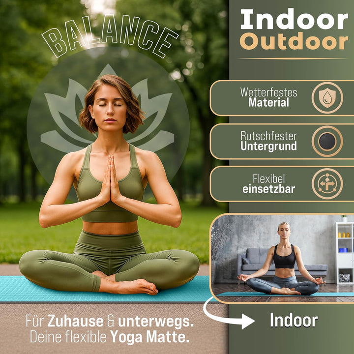 Yogamatte Phthalatfrei | Gymnastikmatte rutschfest | Fitnessmatte schadstofffrei | Trainingsmatte mi