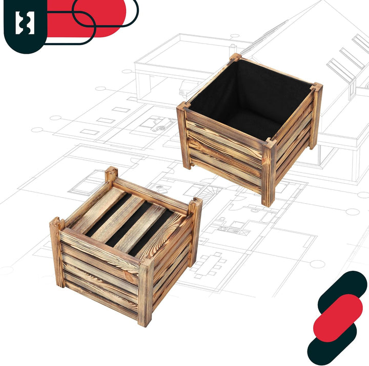 KOTARBAU® Blumenkasten - 38 x 38 x 30 cm - Pflanzkasten mit Vlies - Pflanzkübel gross aussen - Balko