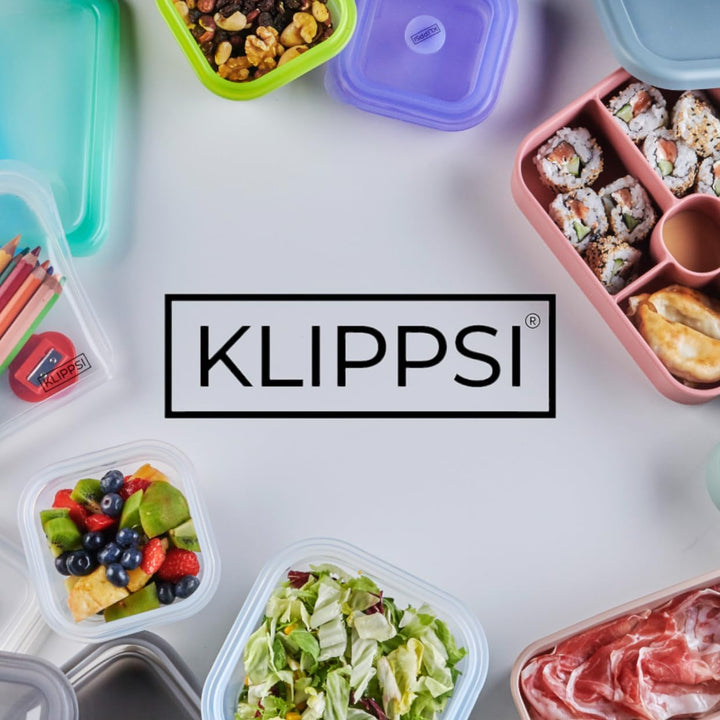 KLIPPSI® Lunchbox faltbar- Brotdosen Frischhaltedosen aus Platin Silikon hitze-kältebeständig, ausla