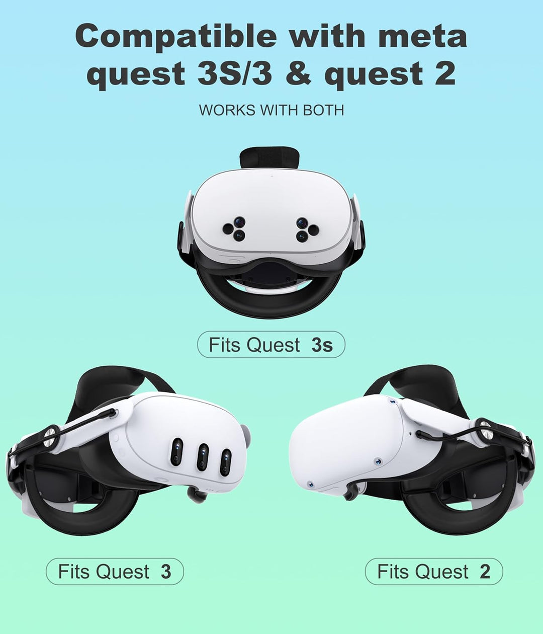 10000mAh Akku Direktsteckbatterie Headstrap Kompatibel mit Quest 3/3S/2,Kein Druck auf das Gesicht,