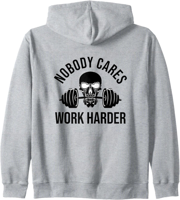Nobody Cares Work Harder Langhantel Totenkopf Fitness Coach Lifting Kapuzenjacke