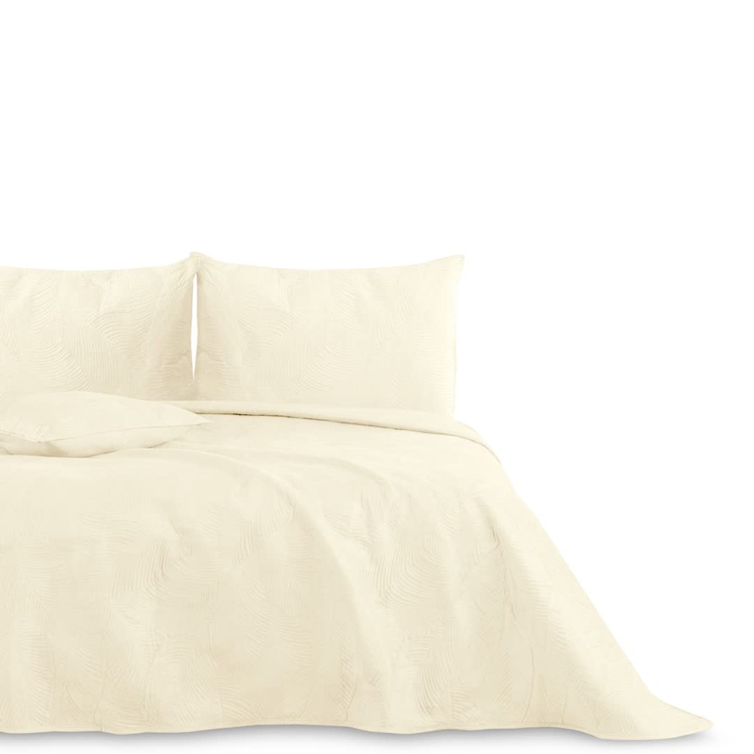 AmeliaHome Tagesdecke 170x210 cm gestrickt Velvet Samt Palsha Creme Palsha Creme 170x210 cm, Palsha