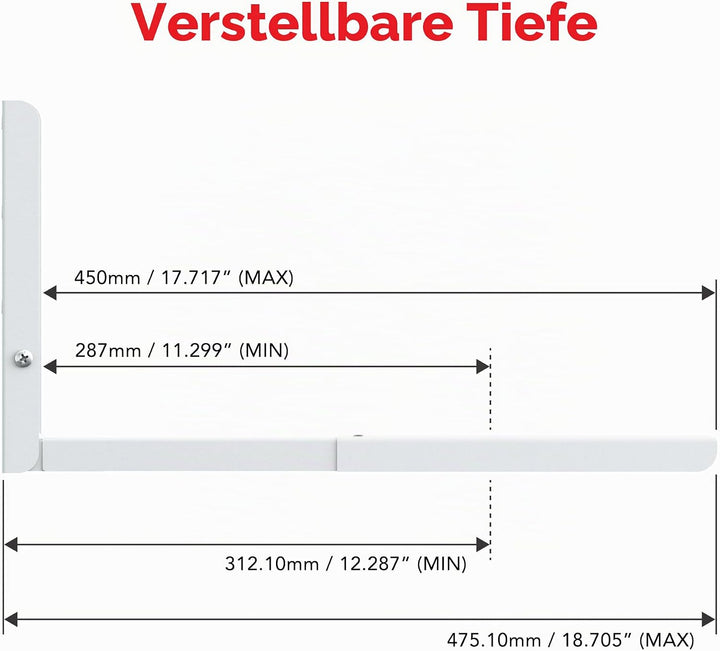 AVF EM60W-A Universal-Mikrowellen-Halterung zur Wandmontage, Weiss, Arme ausziehbar von 29,2 cm bis