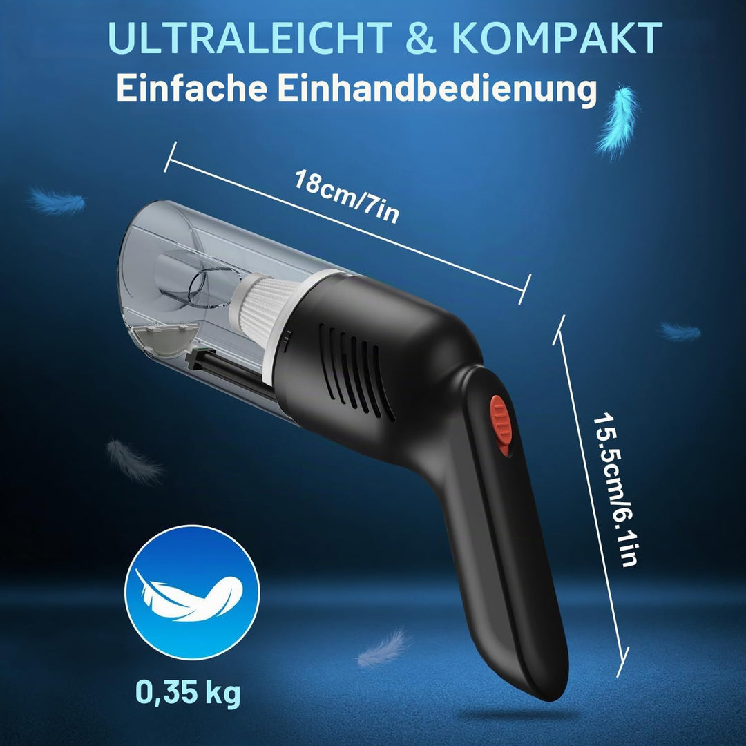 Handstaubsauger Kabellos, Leistungsstarker Auto Staubsauger mit LED-Licht, Mini Tragbarer Staubsauge