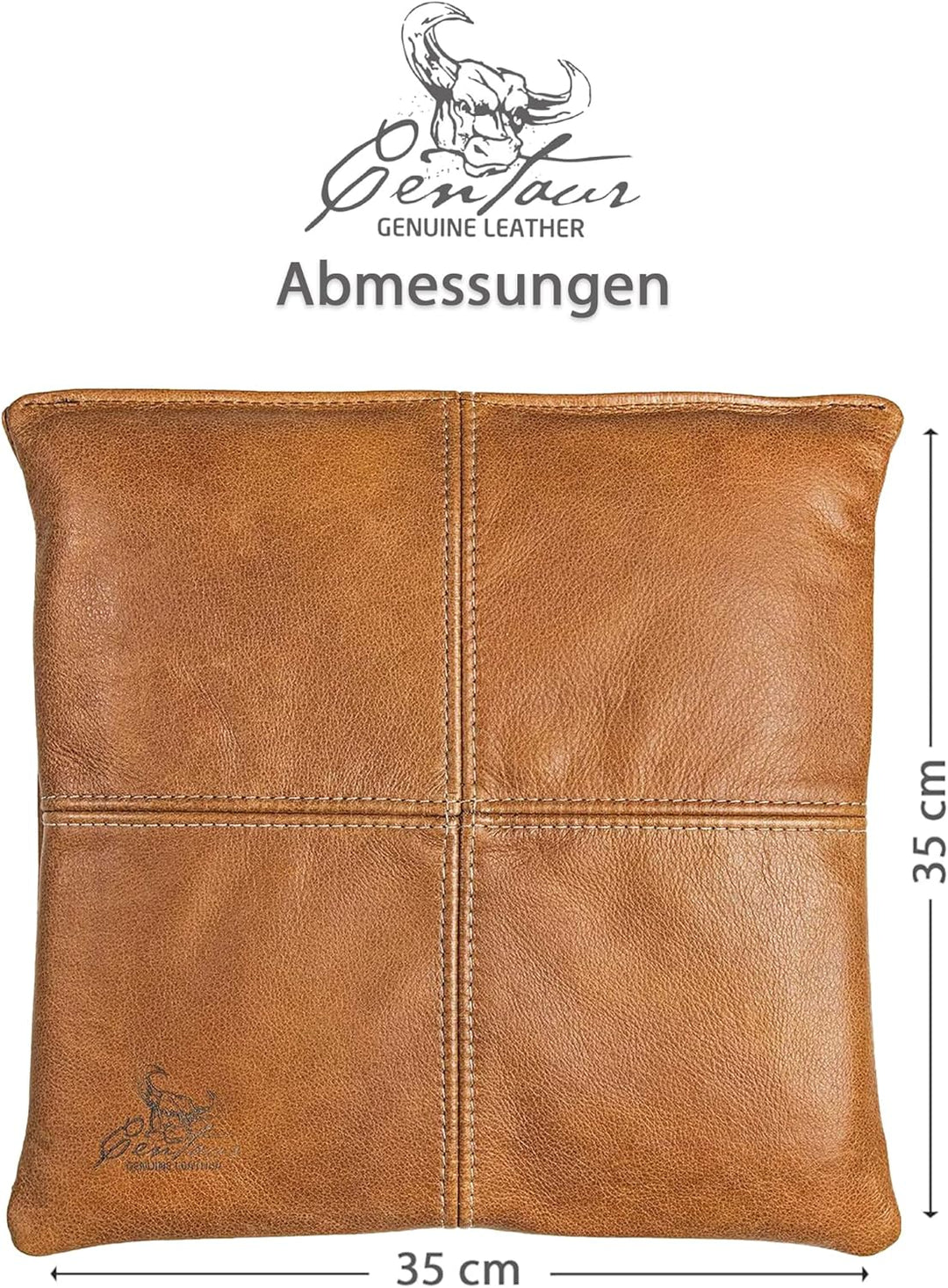 Centaur - Hochwertiges Leder Sitzkissen - Cognac Vintage 35x35 cm - Ideal für Stuhl oder Sitzbank -
