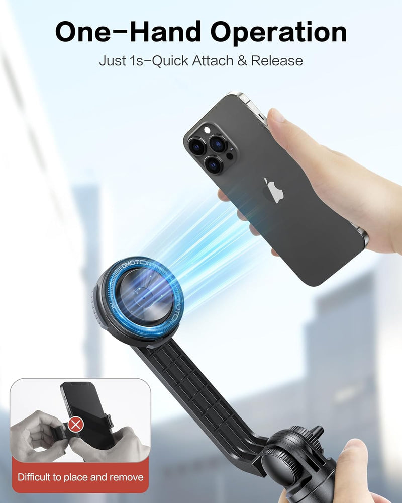 OMOTON O-Mag Selfie Stick Stativ, 360° Drehbar 64" Erweiterbar Handy-Stativ für MagSafe mit Drahtlos