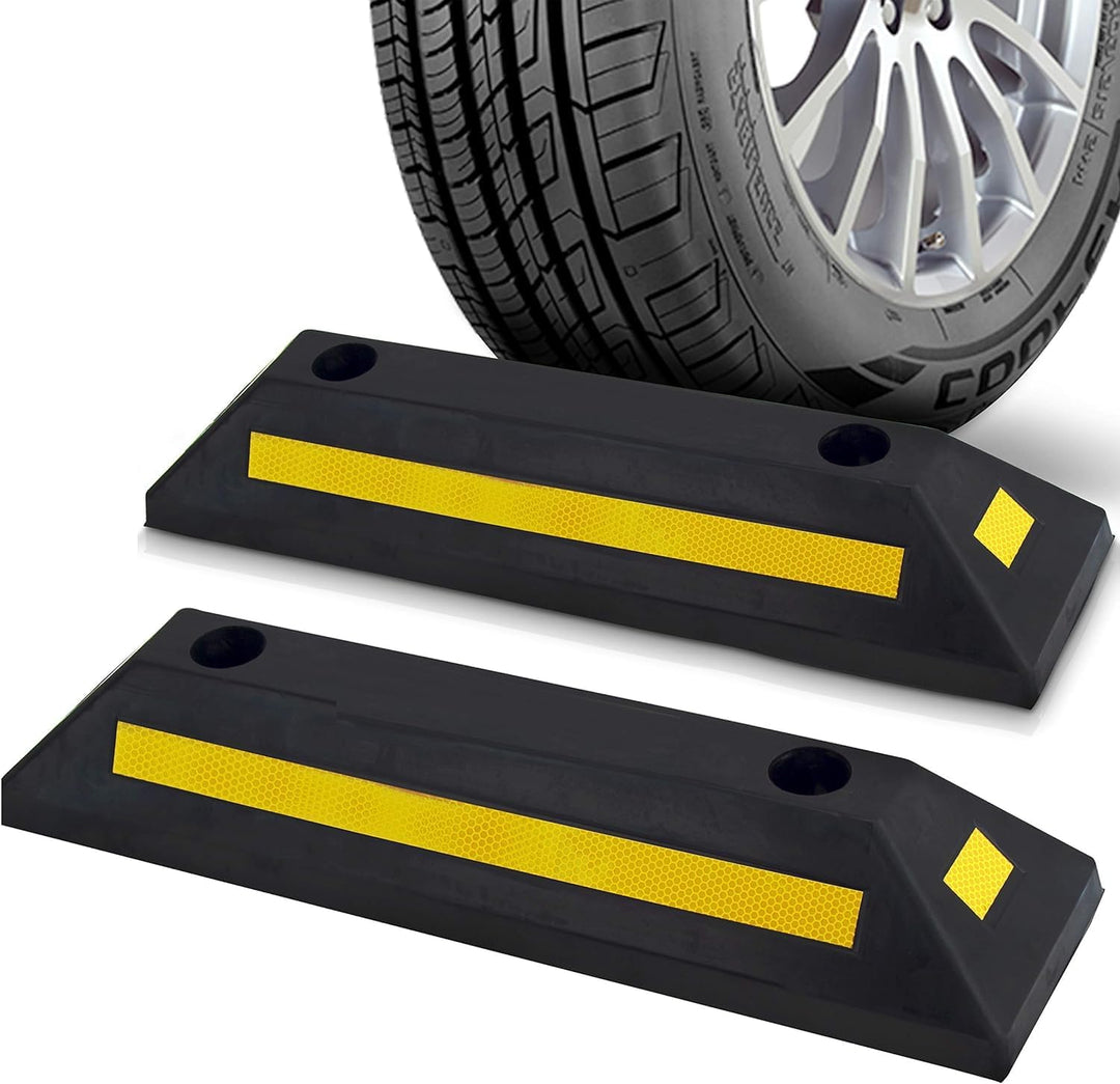 pyle 2 x Panzer-Bodenstopper für Garage, Fahrzeug, für Parksicherheit, 1 x robuster Gummi-Parkplatz,