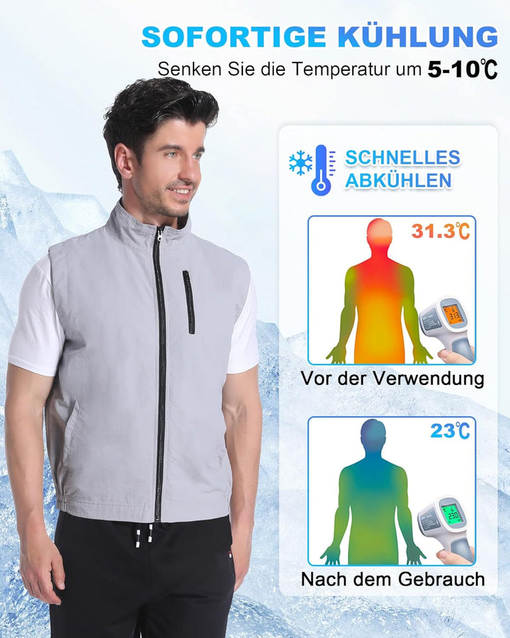 FERNIDA Kühlweste, Eisweste Cooling Weste mit 24 Eisbeutel für Sommer im Freien Heisses Wetter, Jage