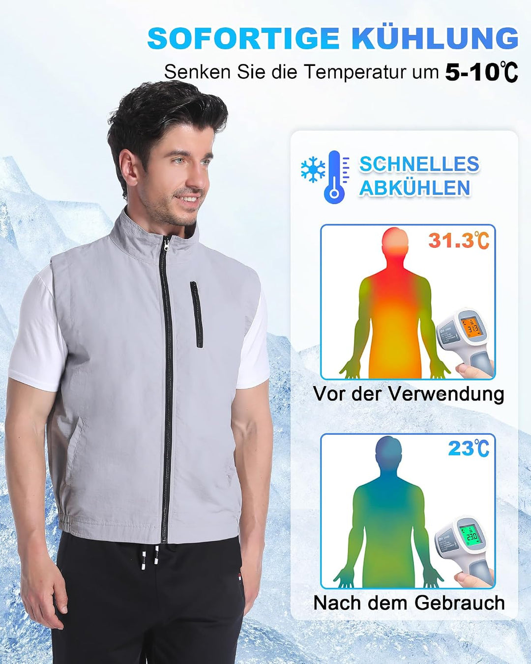 FERNIDA Kühlweste, Eisweste Cooling Weste mit 24 Eisbeutel für Sommer im Freien Heisses Wetter, Jage