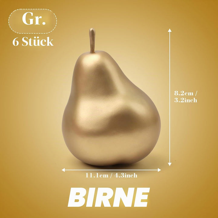 Meiwlong 6 PCS Künstliche Realistisch Birne Gefälscht Lebensecht Anzeige Dekoration Golden Geburtsta