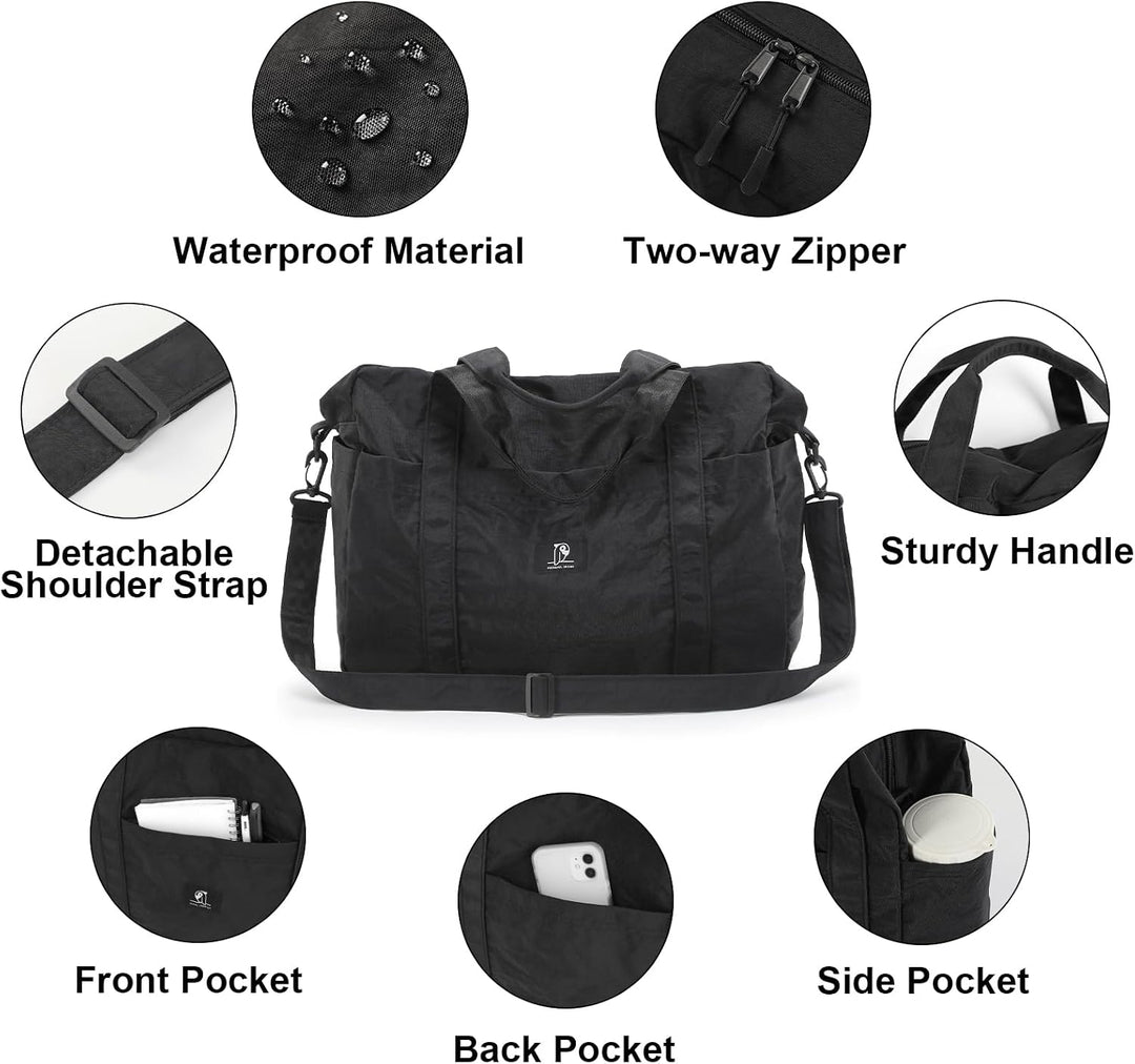 Kleine Reisetasche, Schultertasche mit Trolley-Aufsteckfunktion | 12L Reisetasche mit 6 Aussentasche