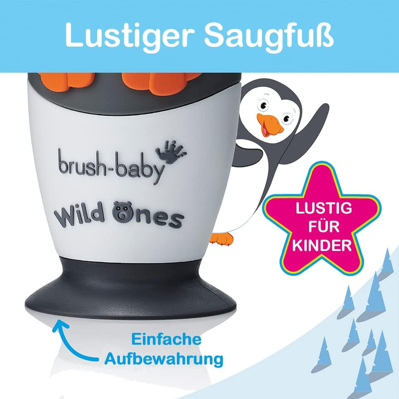 Brush-Baby WildOnes Kinder Elektrische Wiederaufladbare Zahnbürste,1 Griff, 3 Bürstenköpfe, USB-Lade