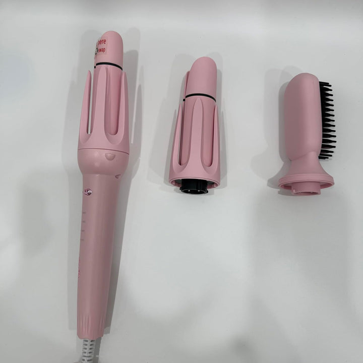 3 in 1 Lockenstab Automatisch mit 32/36mm Lockenwickler & Haarglätterbürste, 4 Temperaturstufen, Sch