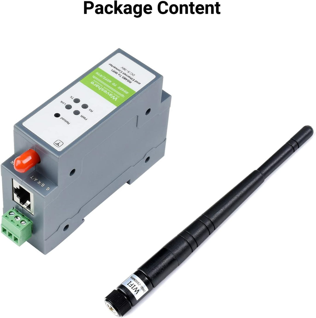 Waveshare RS485 to WiFi/Ethernet Module Rail-Mount Serial Server Modbus MQTT Gateway Supports Transp