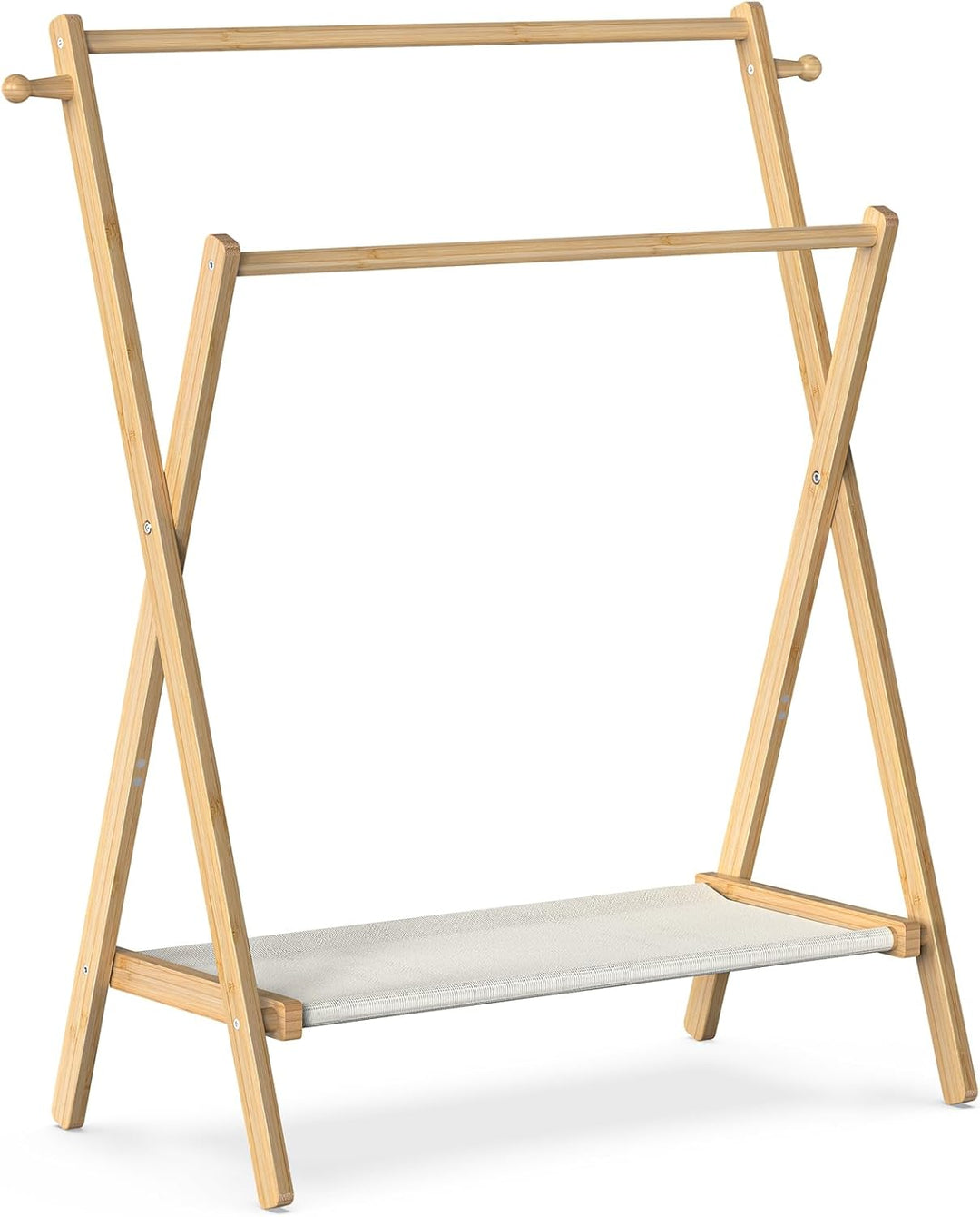 BAMBOOHOMIE Kinderkleiderständer, Kostümständer für Kinder, mit Regal und Doppelstangen, zusammenkla