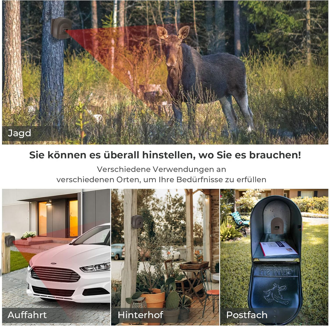 HOSMART 1/2 Meile Drahtloser Bewegungsmelder auffahrt Alarm funkalarmanlage und Wetterfeste Sicherhe