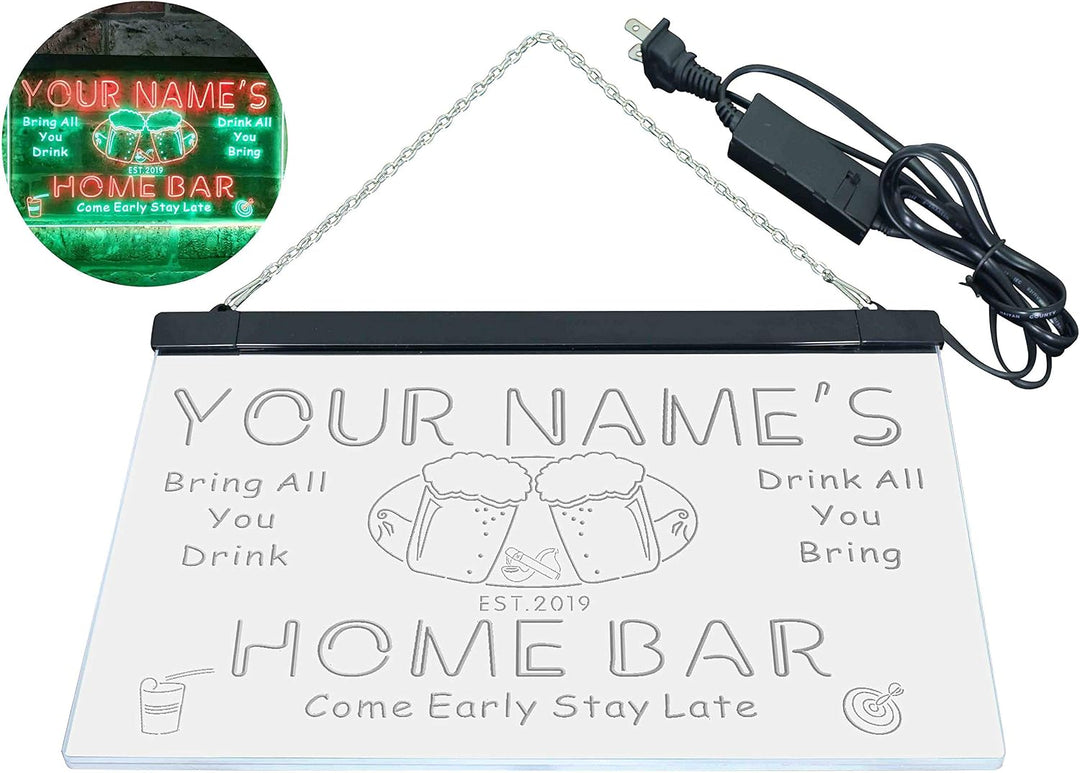 Personalized Your Name Est Year Theme Home Bar Beer Dual Color LED Barlicht Neonlicht Lichtwerbung N