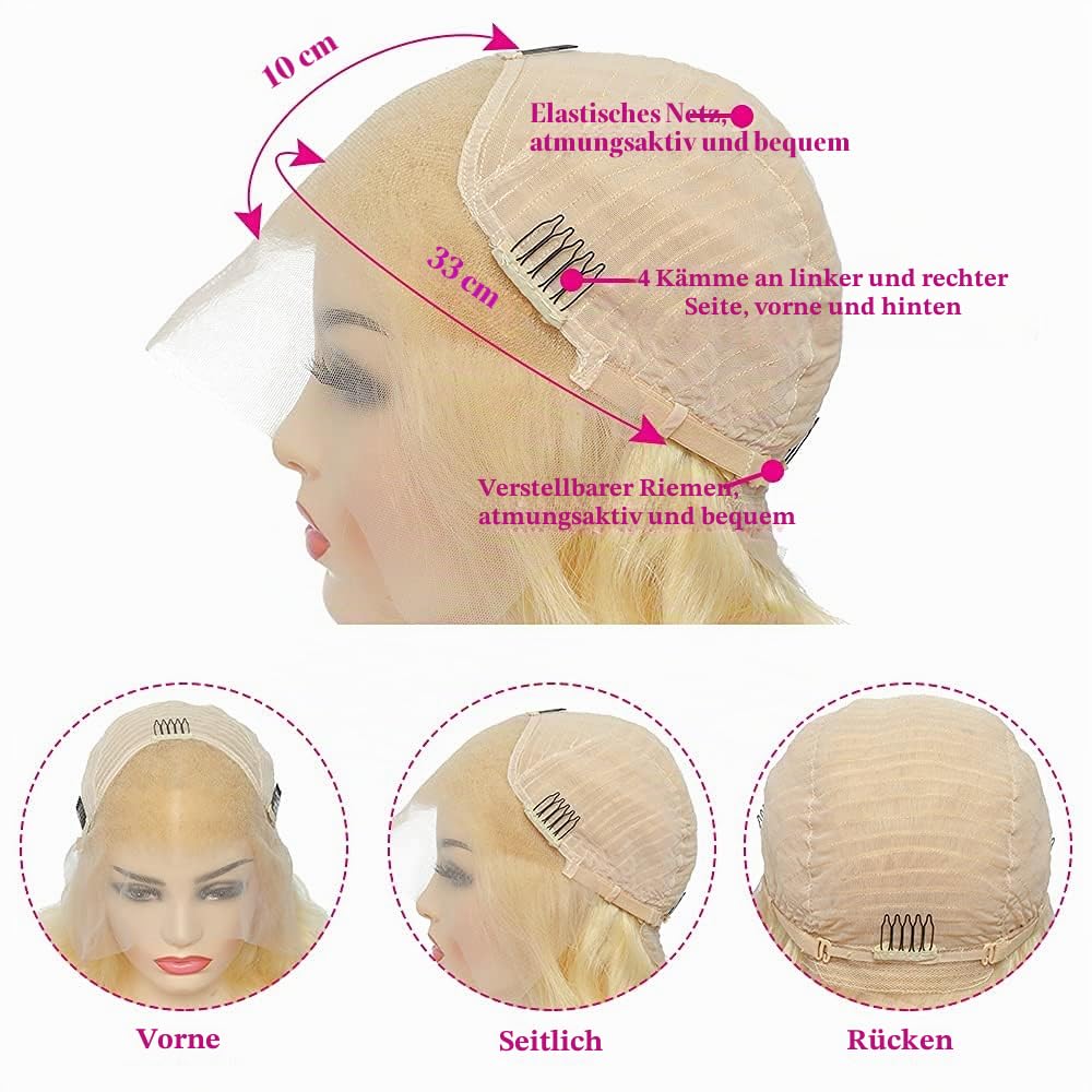 613 Blond Echthaar Perücke 13x4 Lace Frontal Wig Human Hair Perücke Blond Pre Plucked with Baby Hair