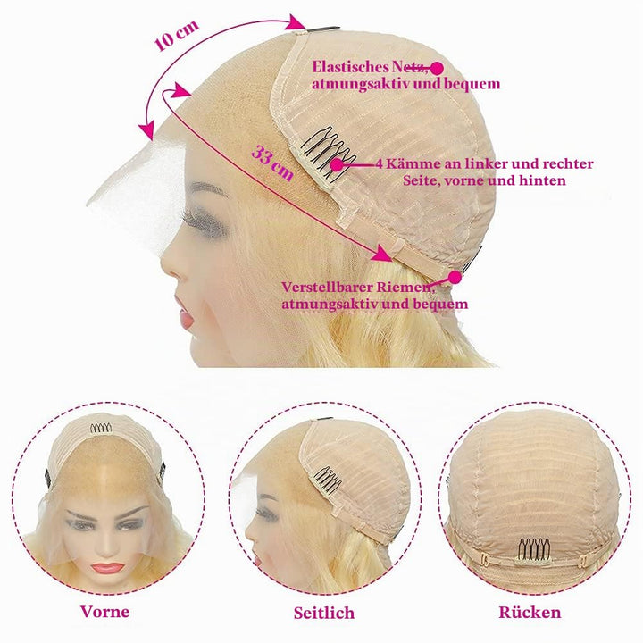 613 Blond Echthaar Perücke 13x4 Lace Frontal Wig Human Hair Perücke Blond Pre Plucked with Baby Hair