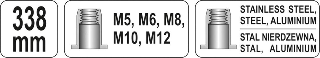 Yato YT-36119 Hand-Werkzeug für Muttern M5 / M6 / M8 / M10 / M12
