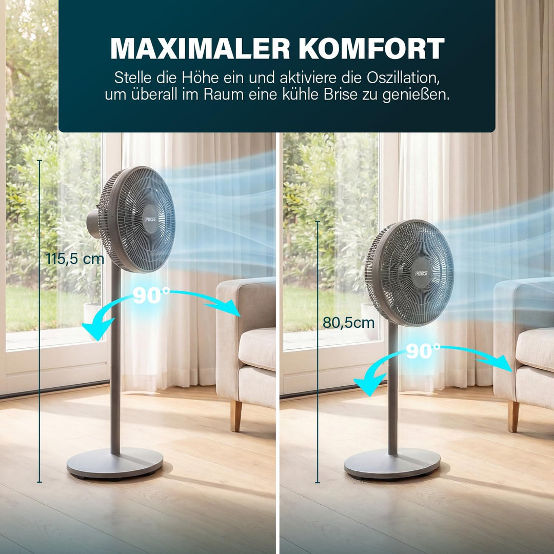 Princess Säulenventilator - Elegantes Design - 30 W - Leistungsstark, Leise, Energieeffizient - Durc