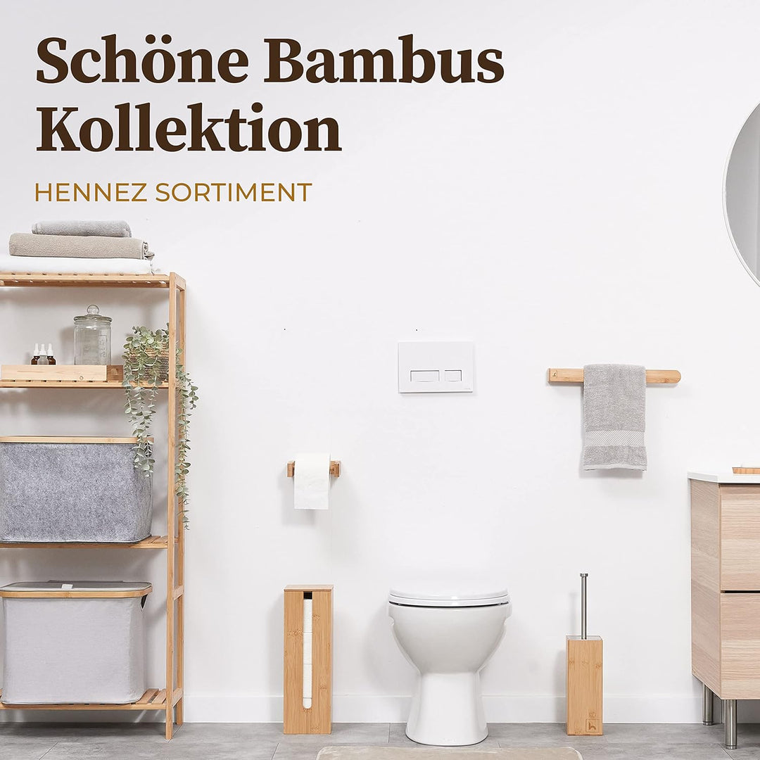 HENNEZ Toilettenbürste Silikon mit Bambus Bürstenhalter - Silikon Toilettenbürste mit Halter Toilett