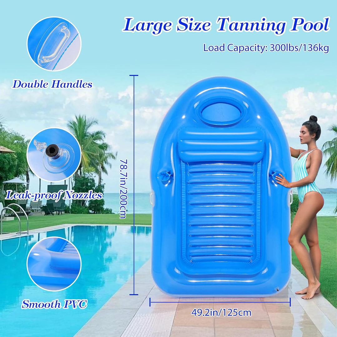 MoKo Tanning Pool Luftmatratze | Tannng Bed mit Getränkehalter, Loungesessel, Bräunungspool, Gross S