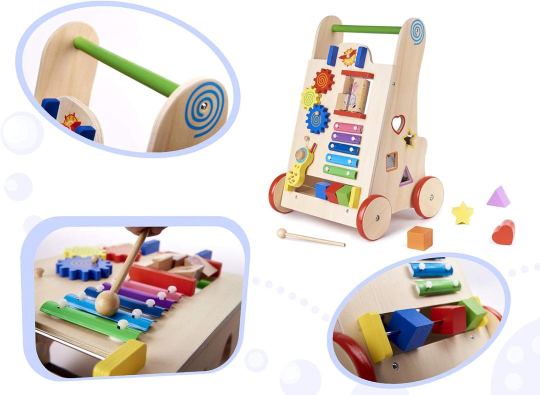 IKONKA Baby Lauflernwagen 6in1 Lernwürfel für die ersten Schritte Spielzeug tragen Zählen lernen Zei