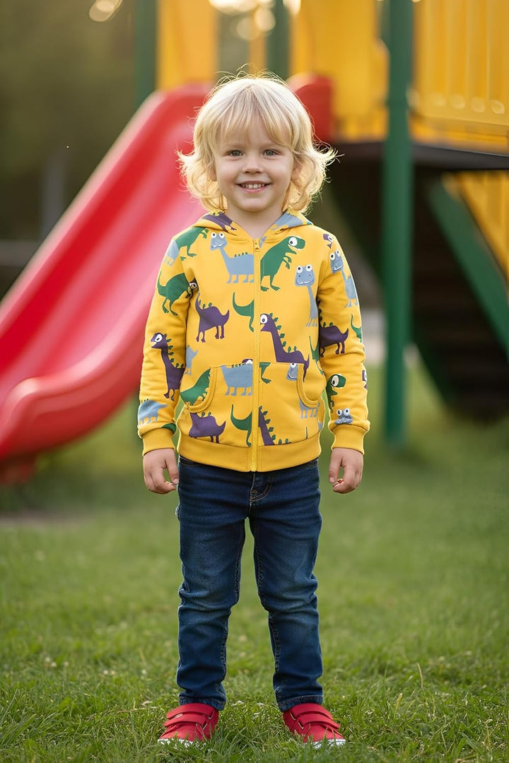 Alleen Jungen Sweatjacke Hoodie Langarm Baumwolle Kinder Pullover Dino Kapuzenpullover Jacke mit Kap