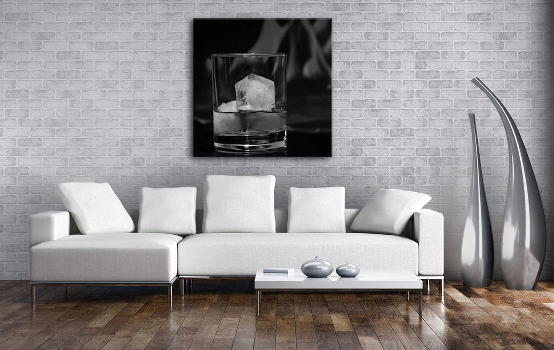 deyoli Glas edlen Whisky Format: 70x70 Effekt: Schwarz&Weiss als Leinwandbild, Motiv fertig gerahmt