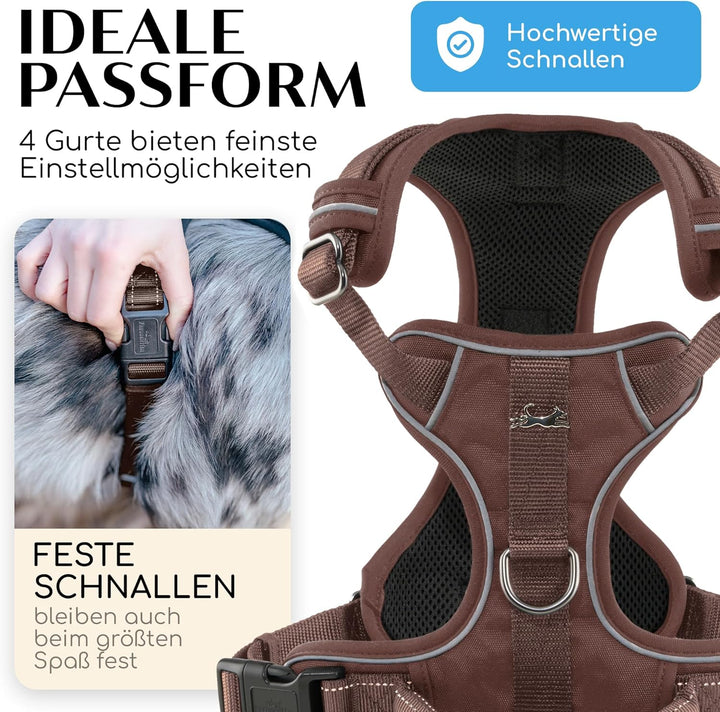 FREUDENTIER Hundegeschirr mit Griff, atmungsaktiv gepolstert - Bombenfester Sitz & maximale Sicherhe