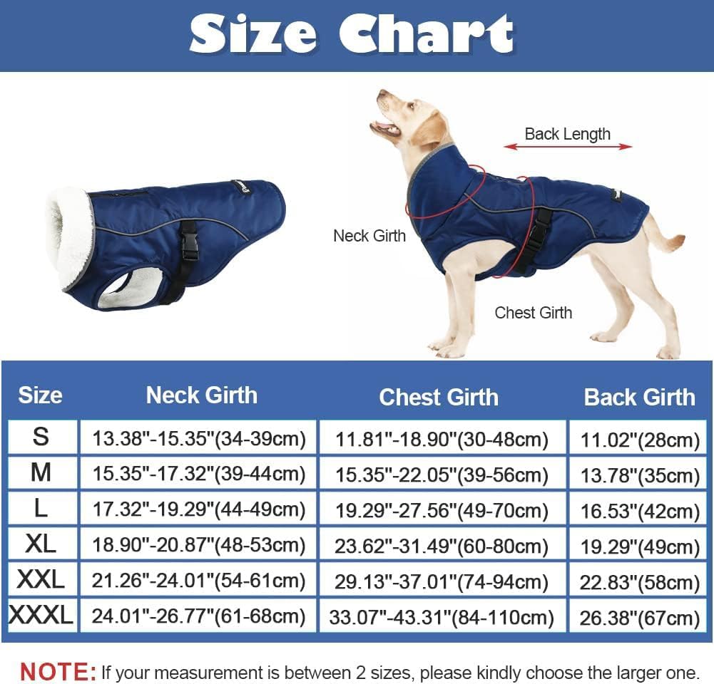 EMUST Hundemantel für kaltes Wetter, Fleecefutter, für den Winter, warme wasserdichte Hunde-Winterkl