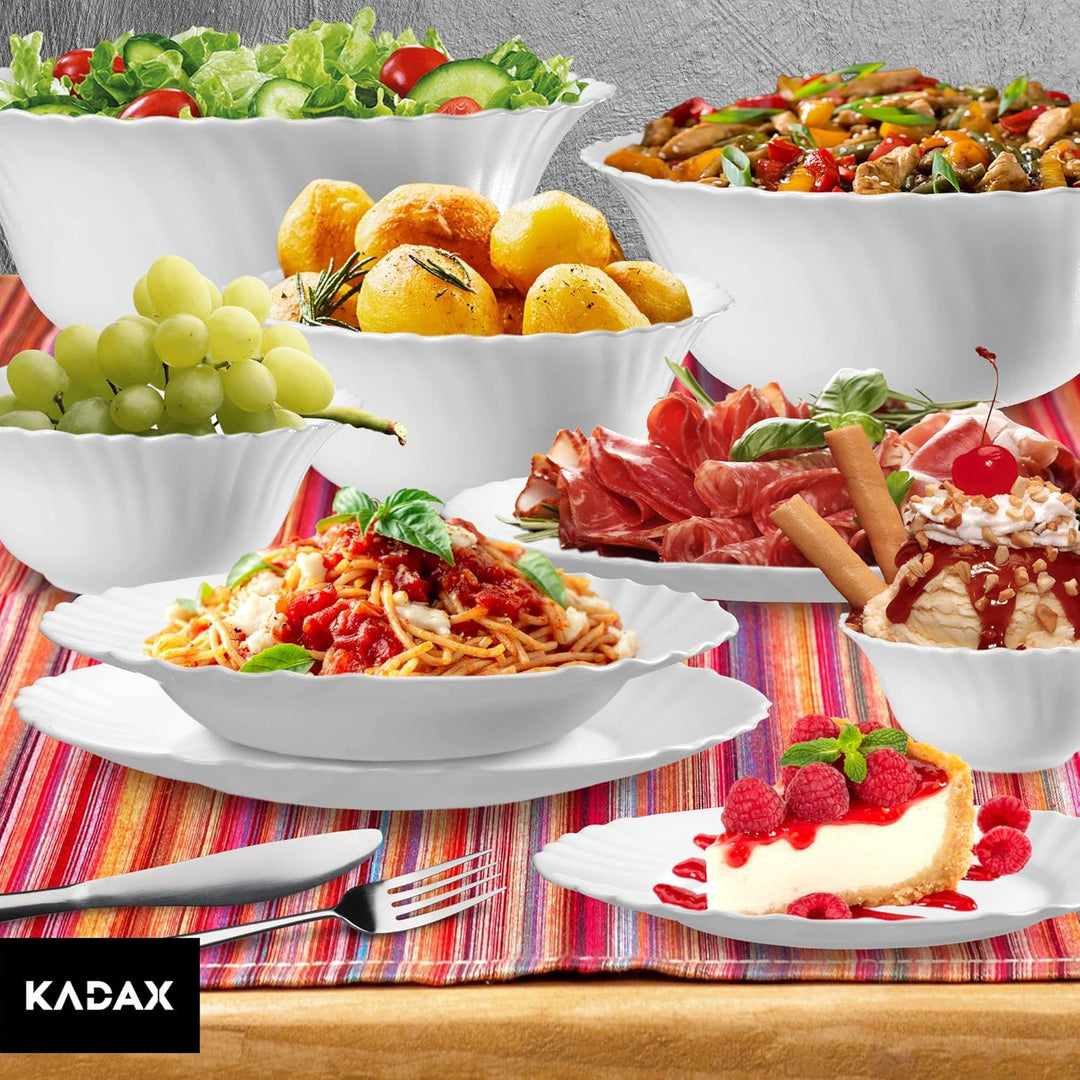 KADAX Tiefer Teller ∅ 23 cm, 3er Set, minimalistischer Suppenteller aus gehärtetem Glas, Tellerset,