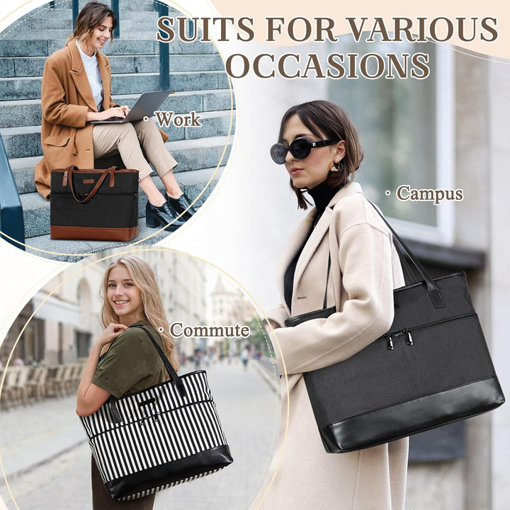 Kasgo Laptop Handtasche Damen, Gross 15.6 zoll Schultertasche Wasserabweisend Laptop Tasche Shopper