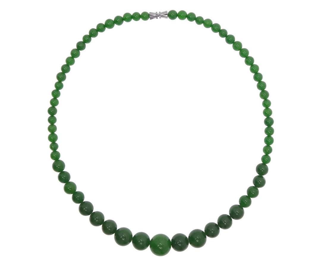 Vifaleno Jade Halskette, natürlicher Jade, grün, rund, 6-14mm