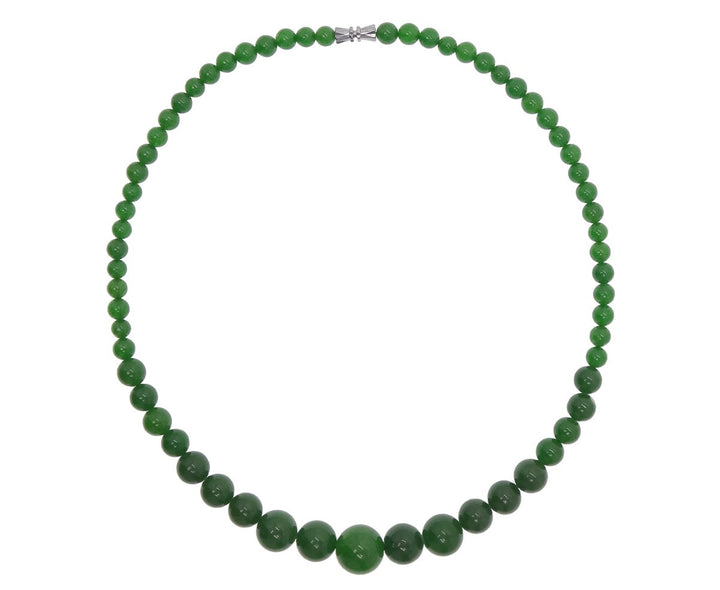Vifaleno Jade Halskette, natürlicher Jade, grün, rund, 6-14mm