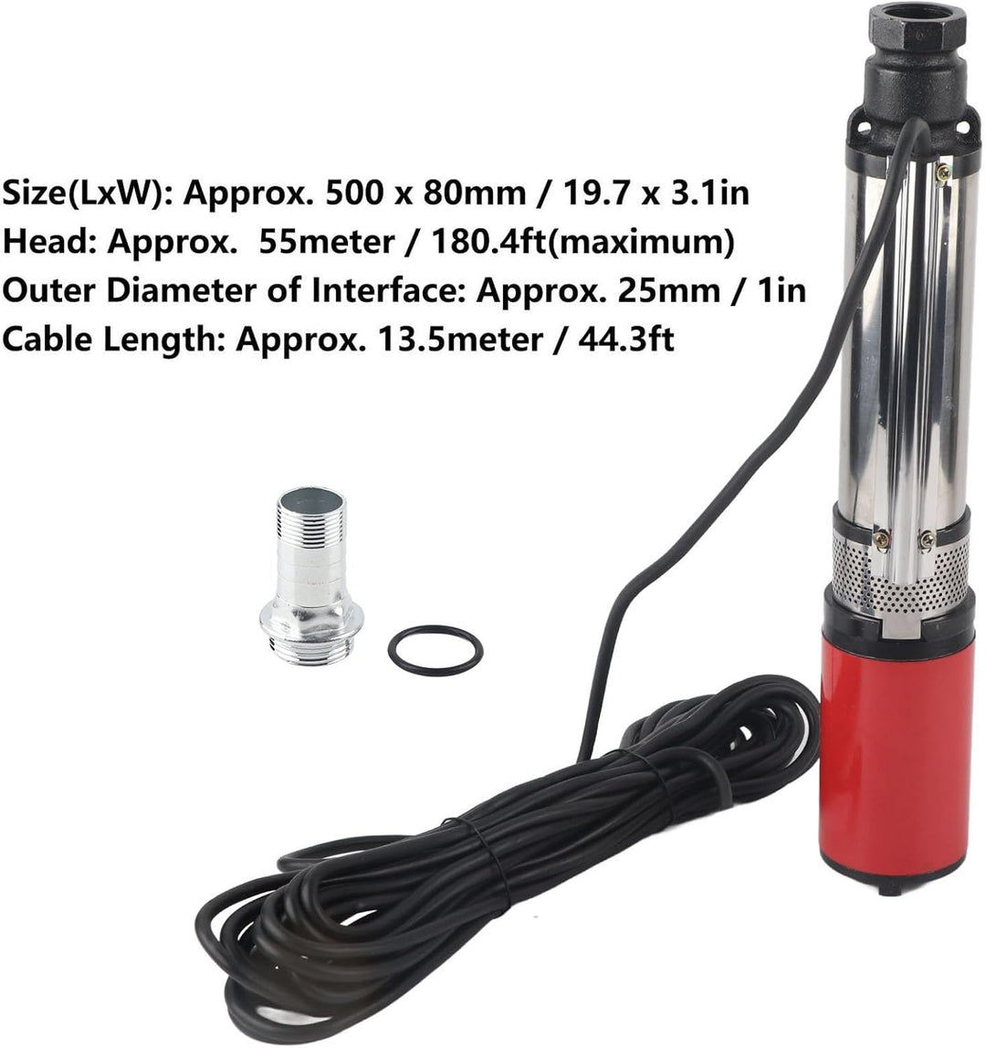 Solar Tauchbrunnenpumpe, 50m DC 48V Tauchpumpe mit Grossem Durchfluss und Hohem Hub, Schwimmendes La