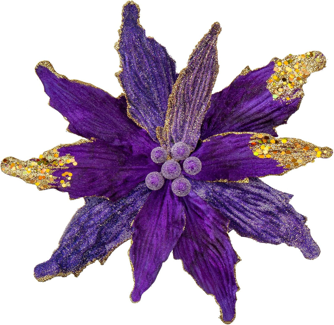 Briful 4 Stücke Weihnachtsstern Christbaumschmuck Kunstblumen Weihnachtsblumen Glitter Poinsettia Ku