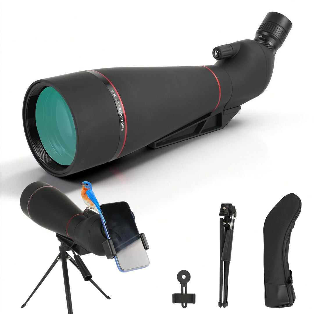25-75 x 100 mm Spektiv mit Stativ, Porro Prisma FMC Objektiv -Low Light Vision mit Handy Adapter Tra