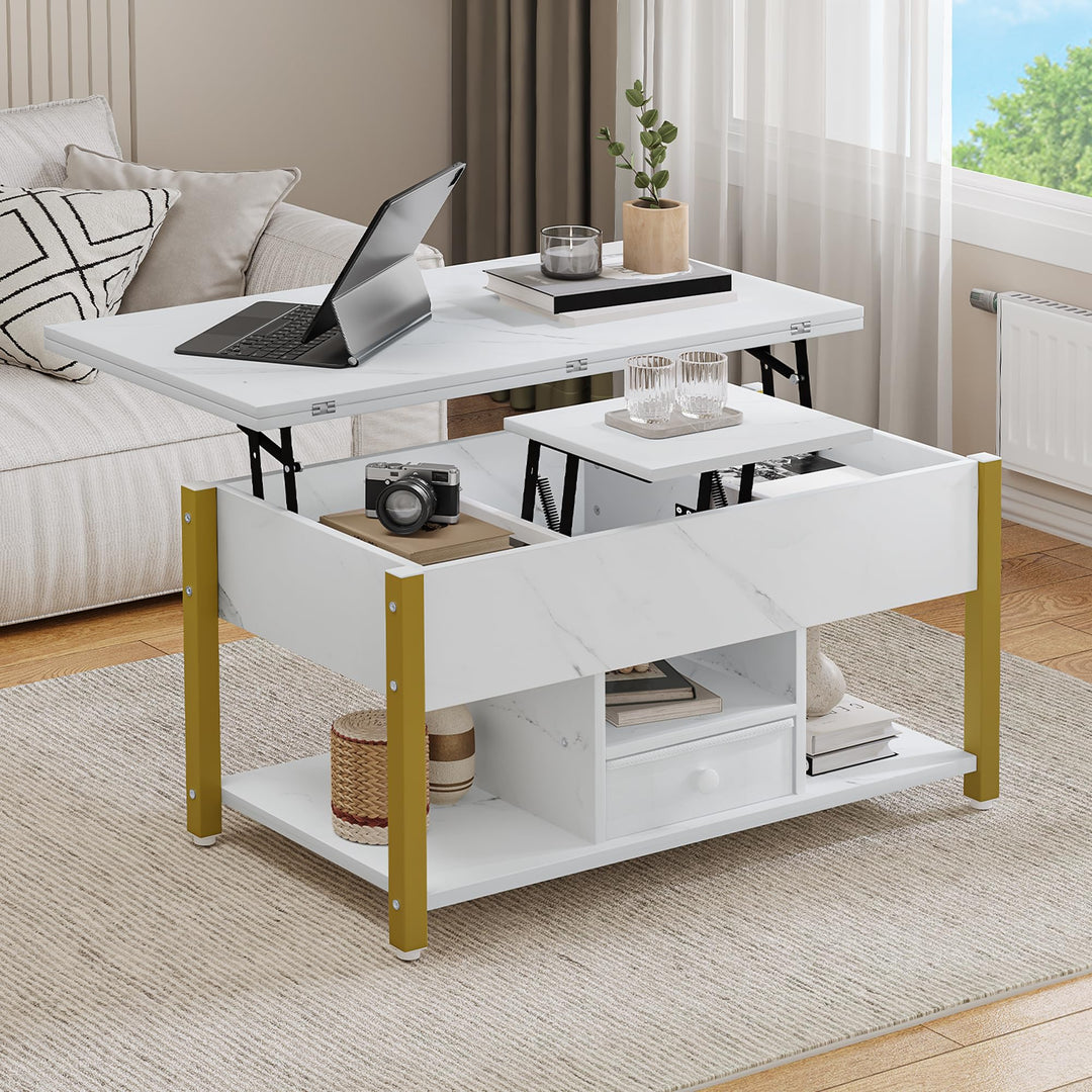 YITAHOME Couchtisch mit Höhenverstellbarer, 4-in-1-Multifunktions-Couchtisch mit Stauraum, Couchtisc