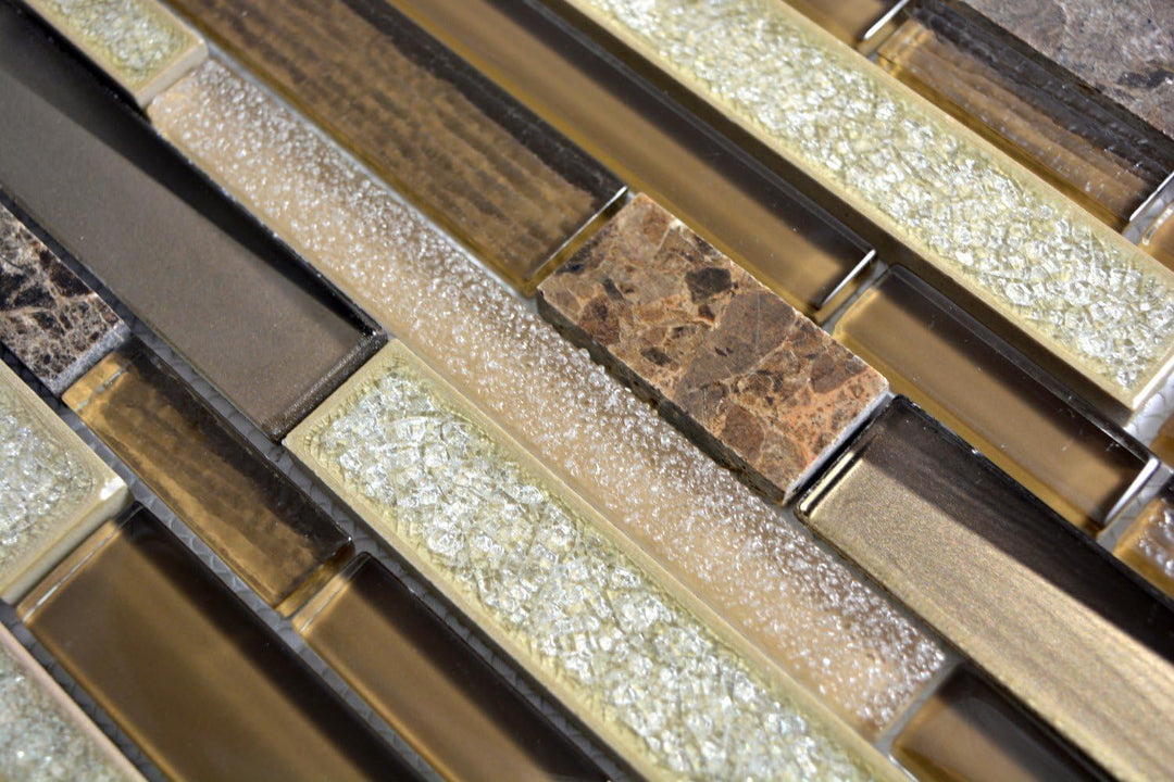 Mosaik Fliese Transluzent Keramik braun Verbund Glasmosaik Crystal Stein Keramik braun für WAND BAD