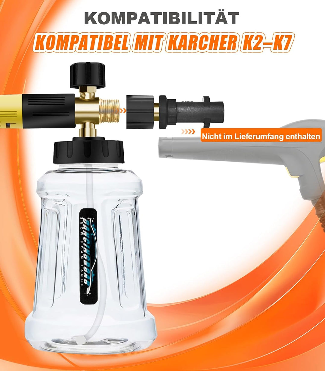 Verbesserte Schaumlanze Schaumkanone für Kärcher K-Serie K2 K3 K4 K5 K6 K7 Hochdruckreiniger, 1L Sch