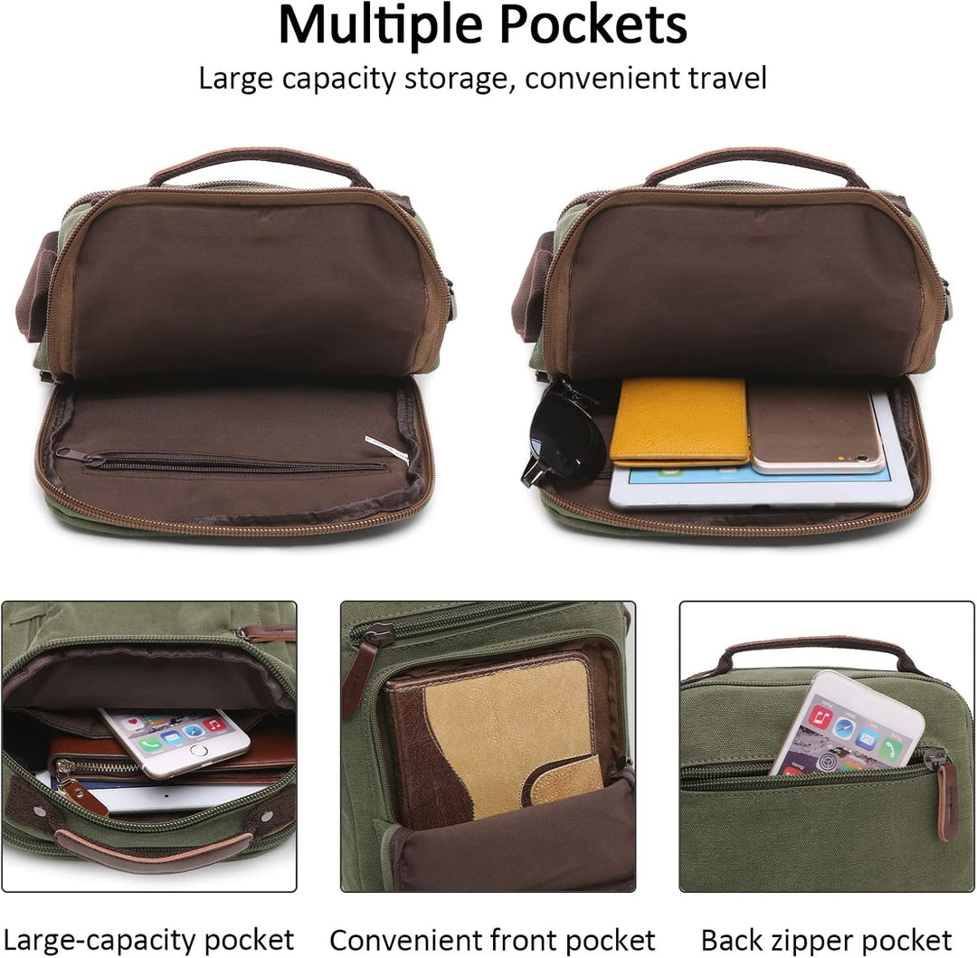 DORRISO Mode Herren Umhängetasche Leinwand Schultertasche Klein Schultertaschen Leicht Kuriertasche